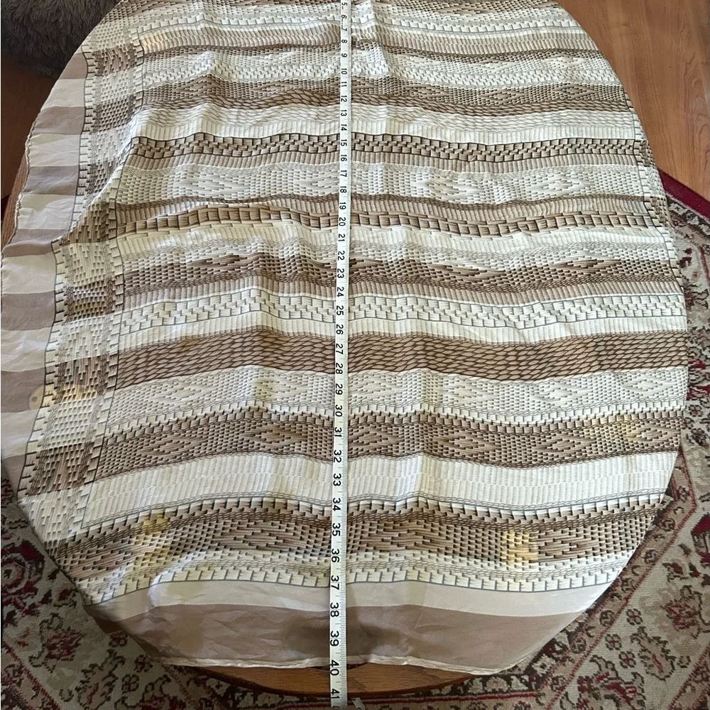 Vintage Tan & Cream Silk Chiffon Scarf